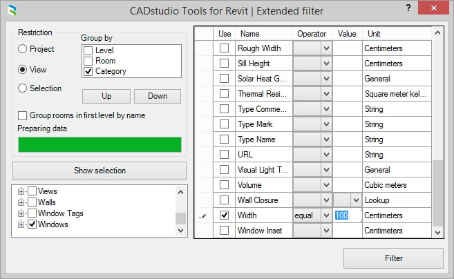 Revit Tools-Izbira objektov preko parametrov